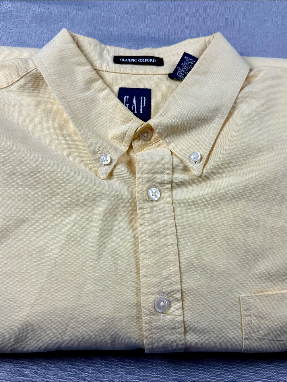GAP Classic Oxford Button Down Shirt Men’s Size L Yellow Long Sleeve 100% Cotton